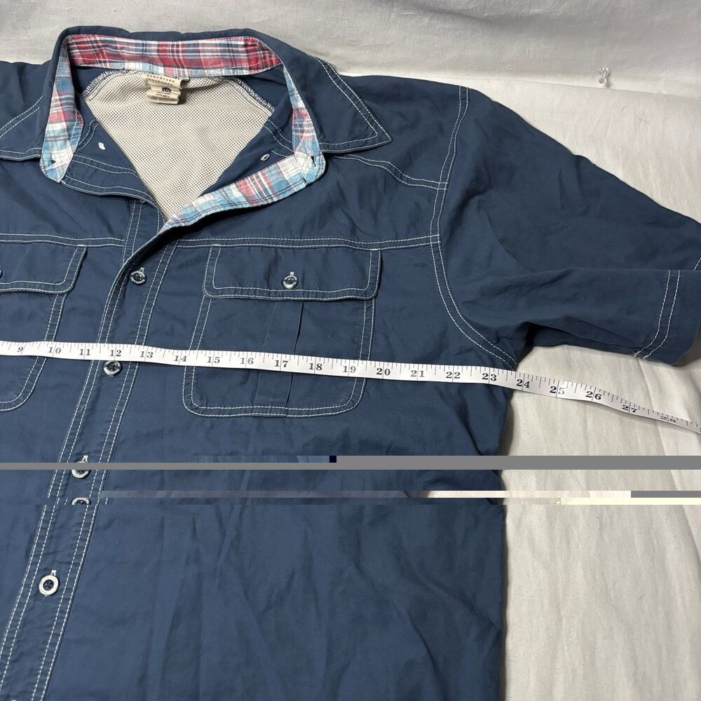 GameGuard Outdoors Blue Short Sleeve Button Down Shirt Men’s Large Cotton - Picture 5 of 5